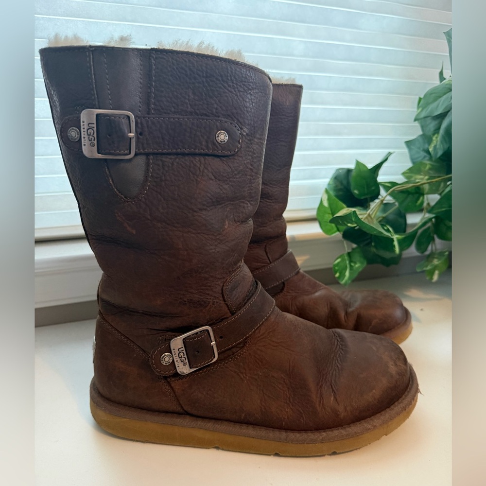 SIZE 9 UGG Dark Brown Moto Boots - Picture 5 of 10